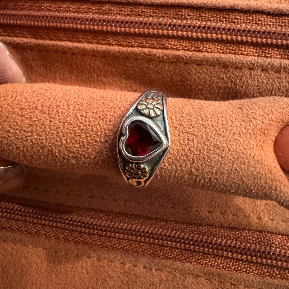 James Avery Silver Ring with Red Heart Gem - Picture 3 of 3